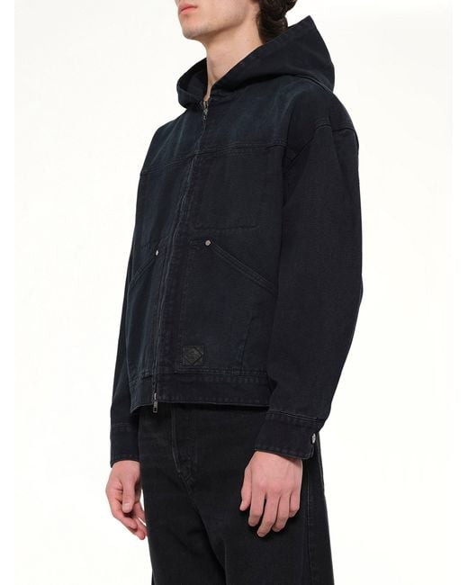 Wooyoungmi Blue Hooded Work Jacket for men