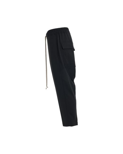 Rick Owens Black Light Wool Drawstring Astaires Cropped Pants, , 100% Cupro
