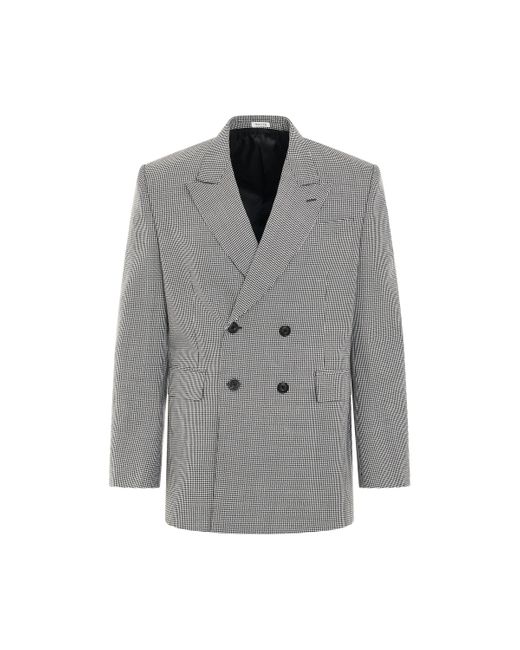 Alexander McQueen Gray Double Breasted Suit Jacket, Long Sleeves, , 100% Wool for men