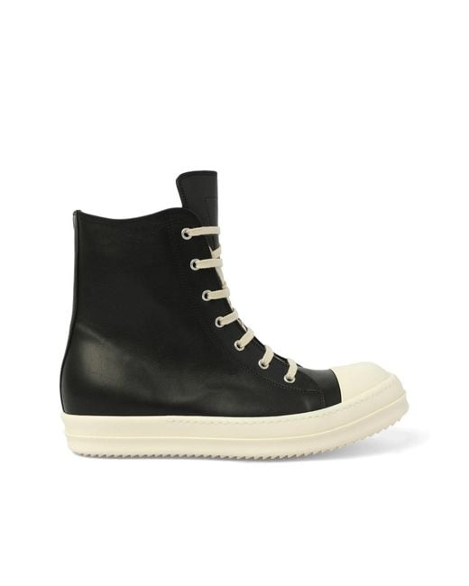Rick Owens Black Sneaks Sneakers, 100% Calf Leather for men
