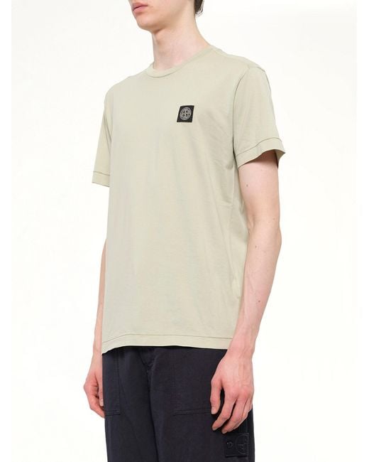 Stone Island Natural 2100027 Cotton Compass Patch T-Shirt for men
