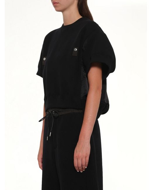 Sacai Black Sponge Sweat Short Sleeve Pullover