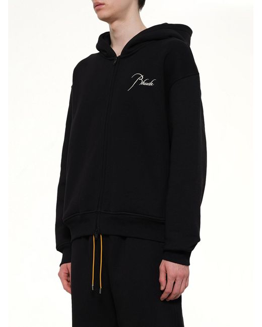 Rhude Black Classique Zip Up Hoodie for men