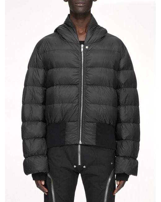 Rick Owens Black Nylon Duvet Hooded Jacket for men