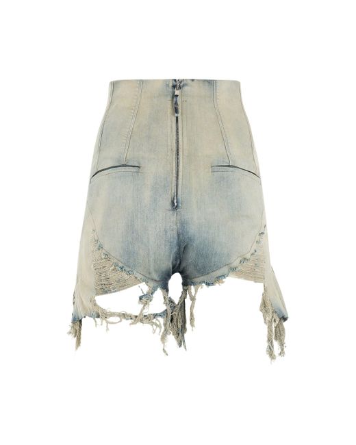 Rick Owens Blue 'Dirt Cutoff Shorts, , 100% Cotton, Size: Small
