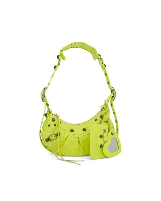 Balenciaga Green Le Cagole Shoulder Bag Xs, Neon, 100% Lambskin