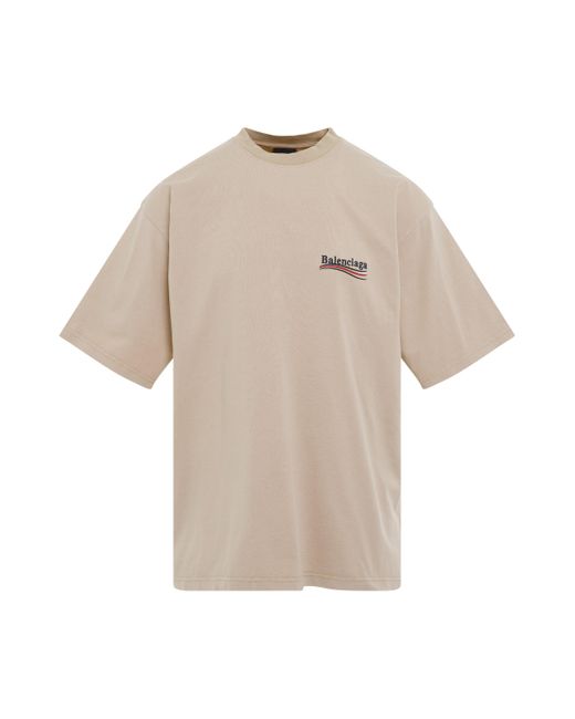 Balenciaga Natural Political Campaign Oversized T-Shirt, Short Sleeves, Light/, 100% Cotton, Size: Medium for men