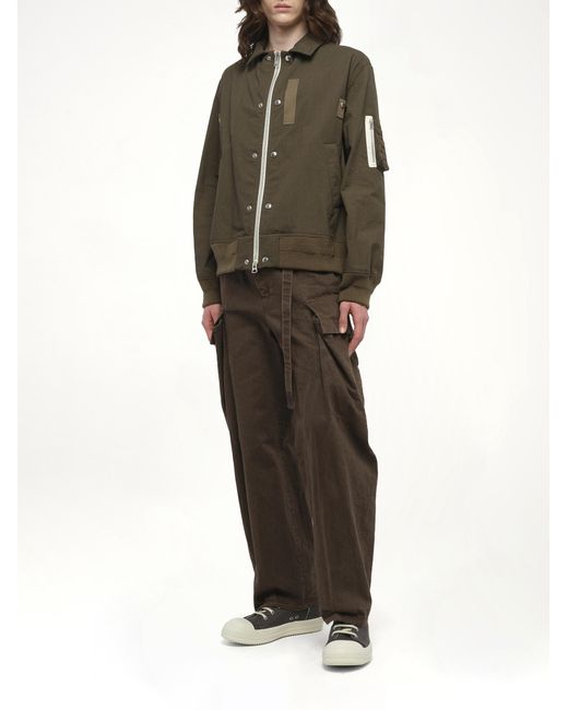 Sacai Green Rip Stop Blouson Bomber Jacket, 100% Polyester for men