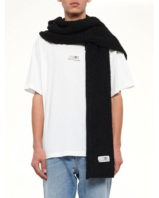 MM6 by Maison Margiela Black Boucle Knit Scarf for men