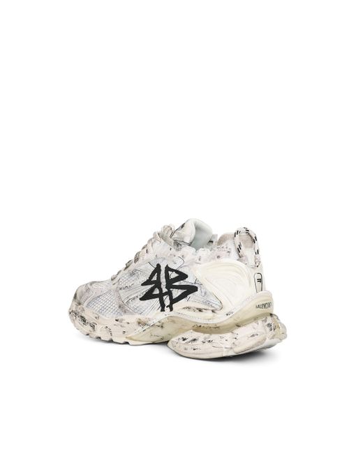 Balenciaga White Runner Mesh Graffiti Sneakers, /, 100% Rubber for men