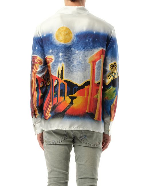 Casablanca Multicolor Long Sleeve Cuban Collar Shirt, 100% Silk, Size: Medium for men