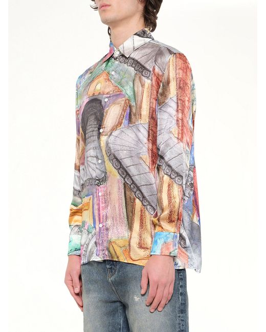 Kidsuper Gray Book Page Silk Shirt for men