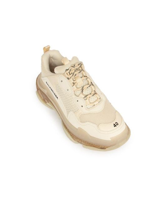 Balenciaga Natural Triple S Clear Sole Sneakers, , 100% Polyester for men