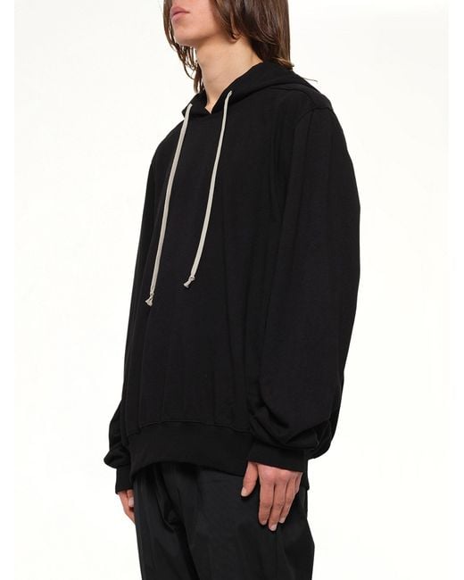 Rick Owens Black Heavy Jersey Hoodie for men