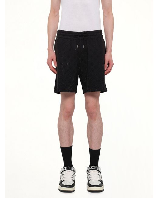 Casablanca Black Crystal Monogram Sweatshort for men