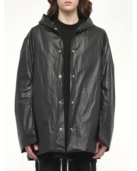 Rick Owens Gray Cropped Mac, 100% Polyester for men