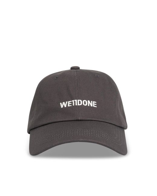 we11done Gray Basic Small Logo Cap, , 100% Cotton for men