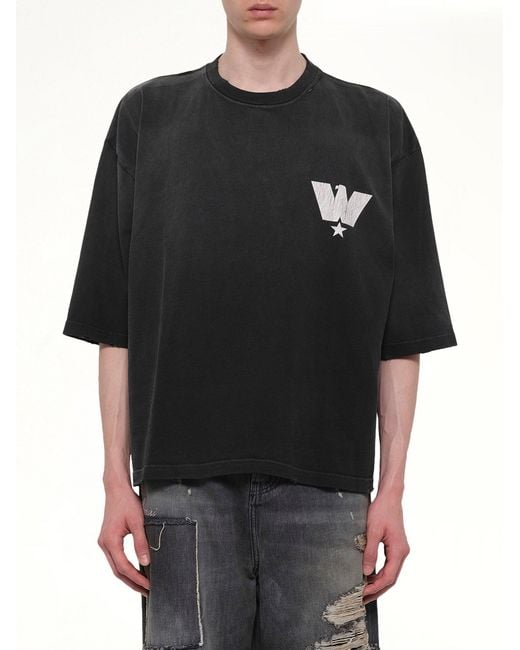 Willy Chavarria Black Fashion Service Association Buffalo T-Shirt for men