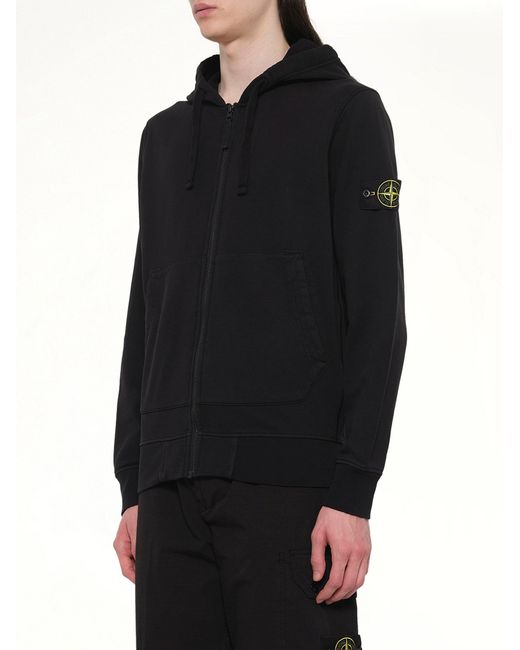 Stone Island Black 6100061 Cotton Fleece Hoodie for men