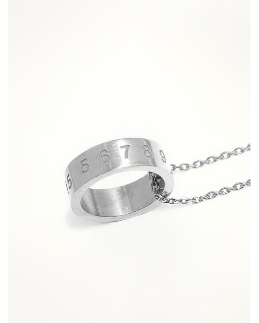 Maison Margiela White Numerical Ring Necklace for men