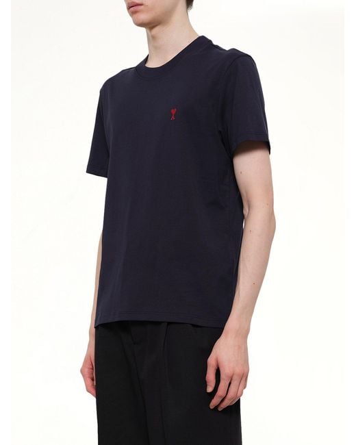 AMI Black Ami De Coeur T-Shirt for men