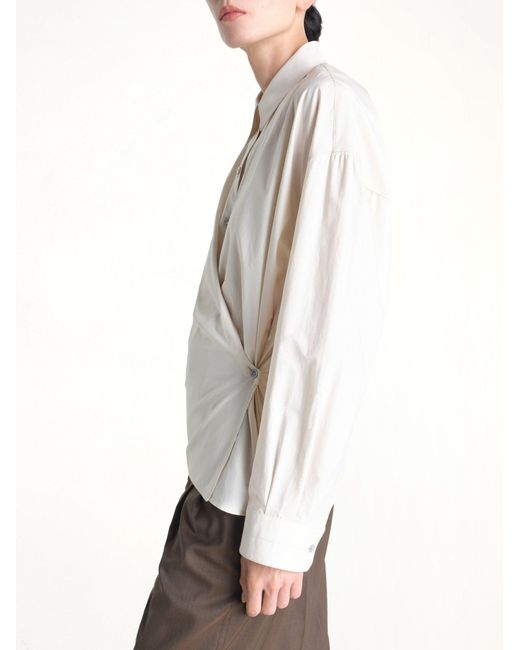 Lemaire White Straight Collar Twisted Shirt