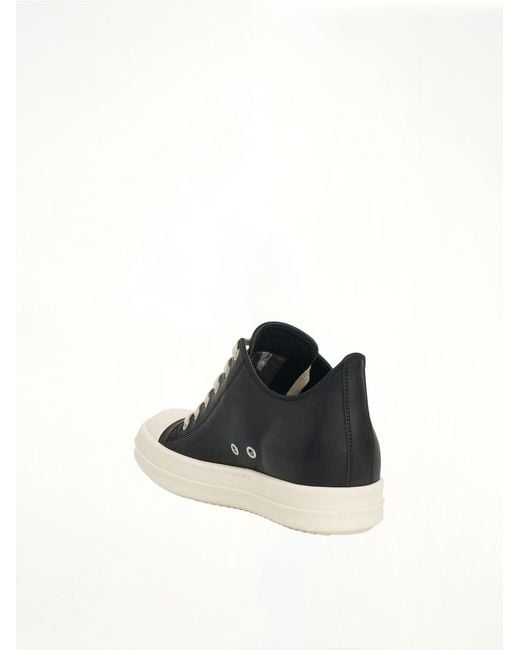 Rick Owens Black Washed Calf Sneakers, 100% Rubber