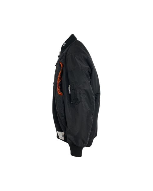 Maison Mihara Yasuhiro Black Double Armhole Ma-1 Bomber Jacket, Long Sleeves, , 100% Nylon for men