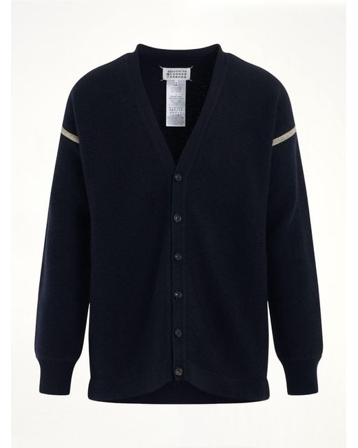 Maison Margiela Blue Elbow Patch Cardigan for men