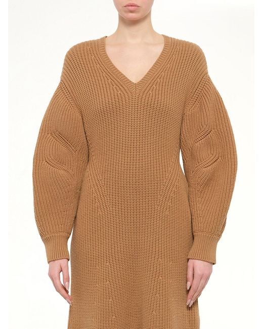 Givenchy Brown Midi Structured Rib Dress