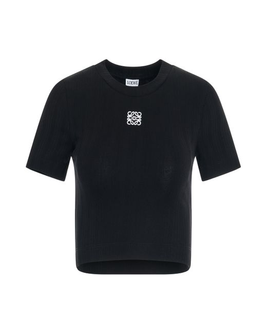 Loewe Black Cropped Anagram Top, Short Sleeves, , 100% Cotton