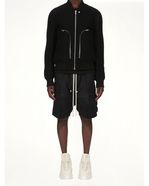 Rick Owens Black Cargobela Shorts, 100% Cotton for men