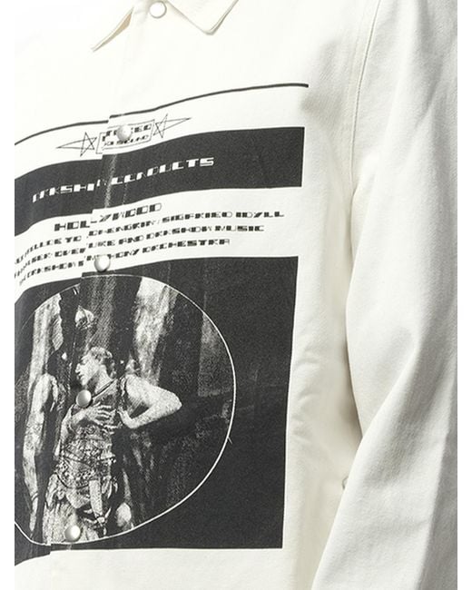 Rick Owens White Snapfront Jacket, Long Sleeves, 100% Cotton, Size: Small for men