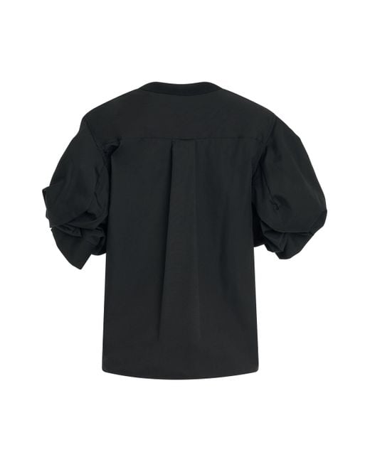 Sacai Black X Cotton Poplin X Cotton Jersey T-Shirt, , 100% Cotton
