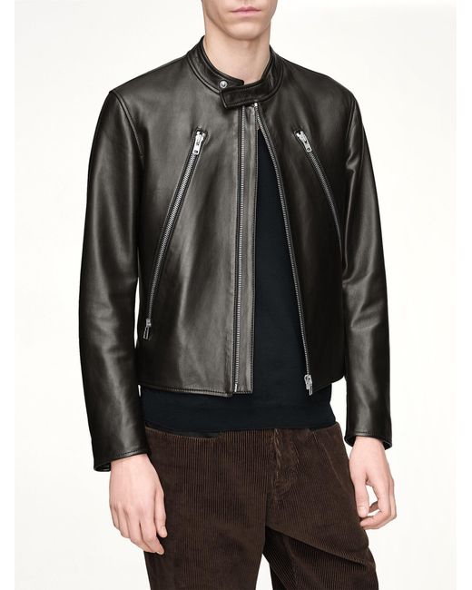Maison Margiela Black 5-Zip Leather Jacket for men