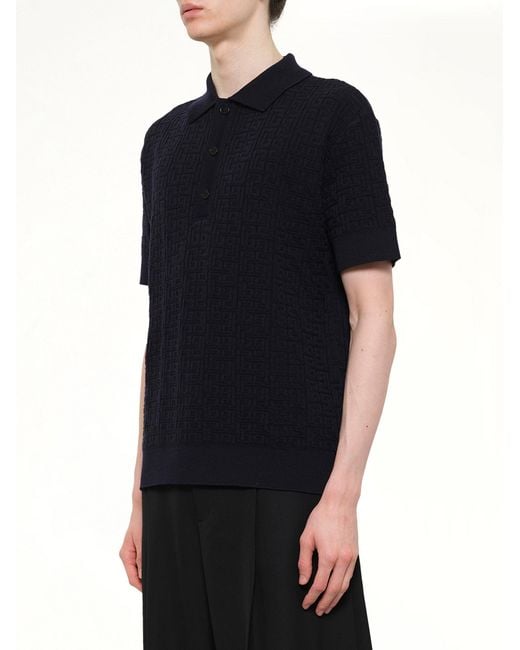 Balmain Black Monogram Vanise Knit Polo for men