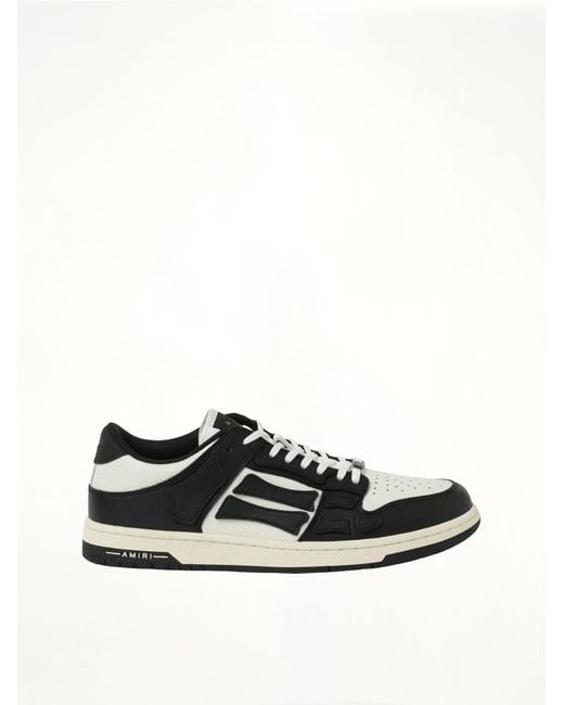Amiri White Skeleton Low Sneakers, 100% Calf Leather for men