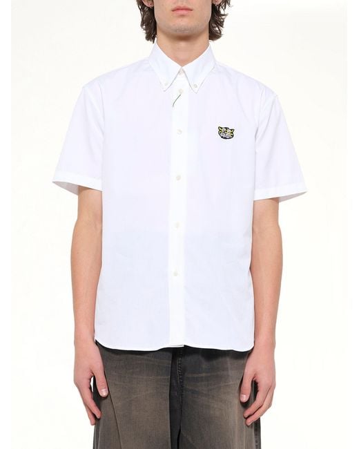 KENZO White Wild Tiger Crest Short Sleeve Shirt for men