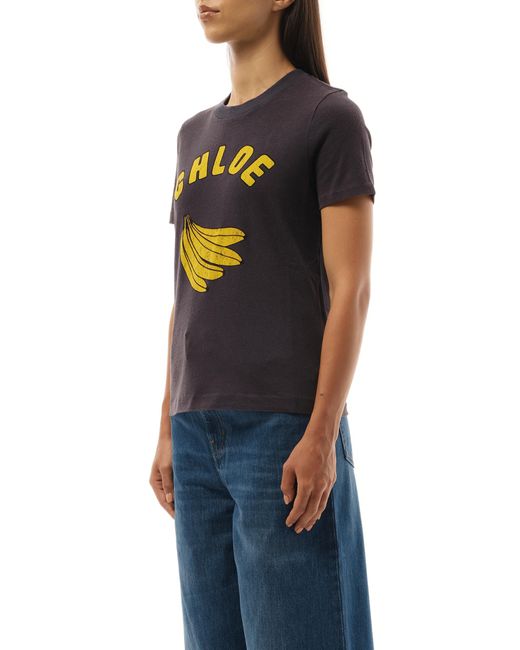 Chloé Banana Print T-Shirt, Short Sleeves, 100% Cotton in Black | Lyst