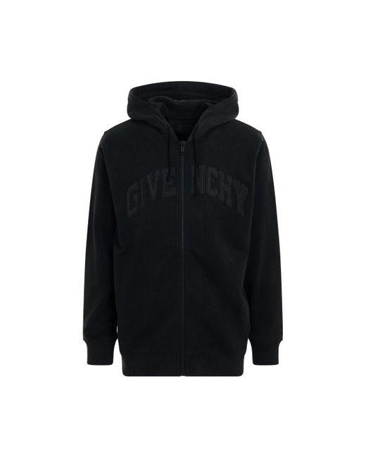 Givenchy Black Archetype College Dye Zipped Hoodie, Long Sleeves, Faded, 100% Cotton, Size: Large for men
