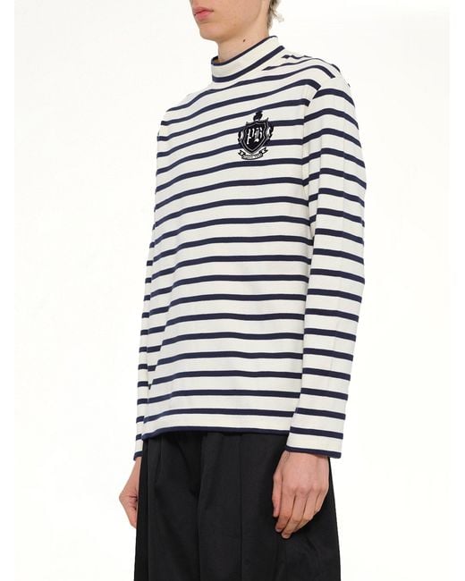 Balmain Gray Emblem Flock Highneck Ls T-Shirt for men