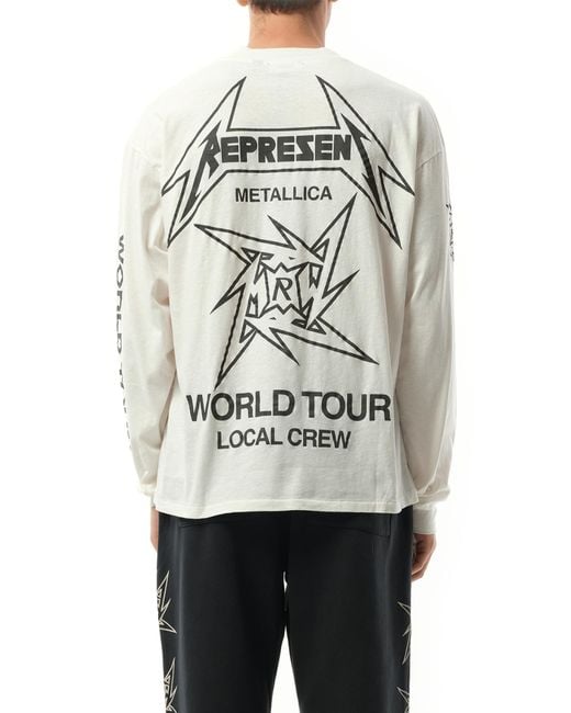 Represent Gray Metallica 40 Year Anniversary Long Sleeve T-Shirt, 100% Cotton, Size: Small for men