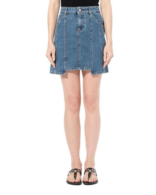 McQueen Blue Mini Denim Skirt