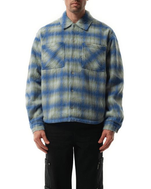 Represent Blue Textured Overshirt, 100% Polyester, Size: Small for men