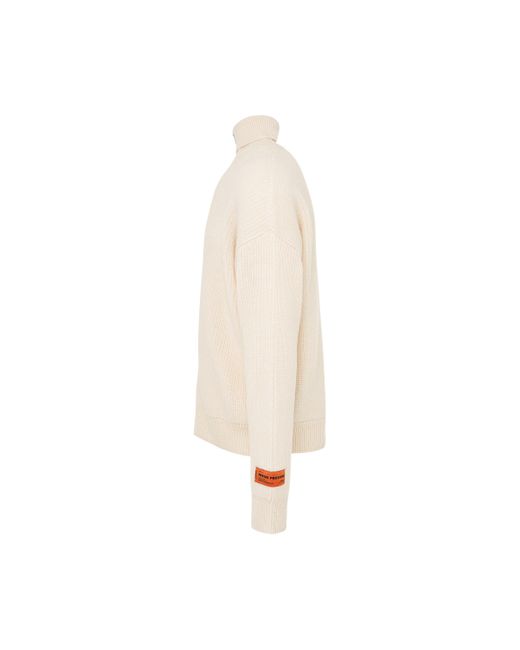 Heron Preston White 'Hpny Knit Rollneck, Long Sleeves, Ivory/, 100% Virgin Wool, Size: Small for men