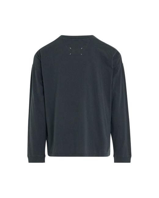 Maison Margiela Blue 'Invitation Ticket Long Sleeve T-Shirt, Round Neck, , 100% Cotton, Size: Small for men