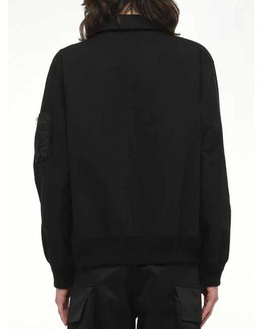 Sacai Black Rip Stop Blouson Bomber Jacket, 100% Polyester for men