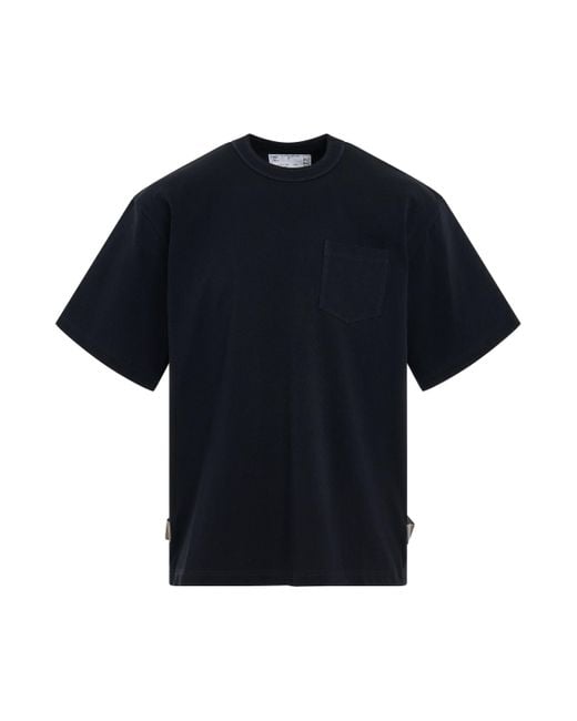 Sacai Black Side Zip Cotton Jersey T-Shirt, Short Sleeves, , 100% Cotton for men
