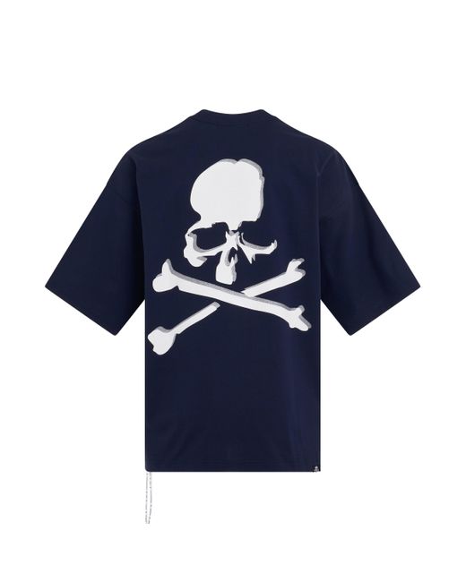 Mastermind Japan Blue 'Classic Logo And Skull Boxy Fit T-Shirt, Short Sleeves, , 100% Cotton, Size: Small for men
