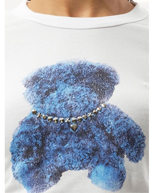 we11done Blue Studded Bear Cropped T-Shirt